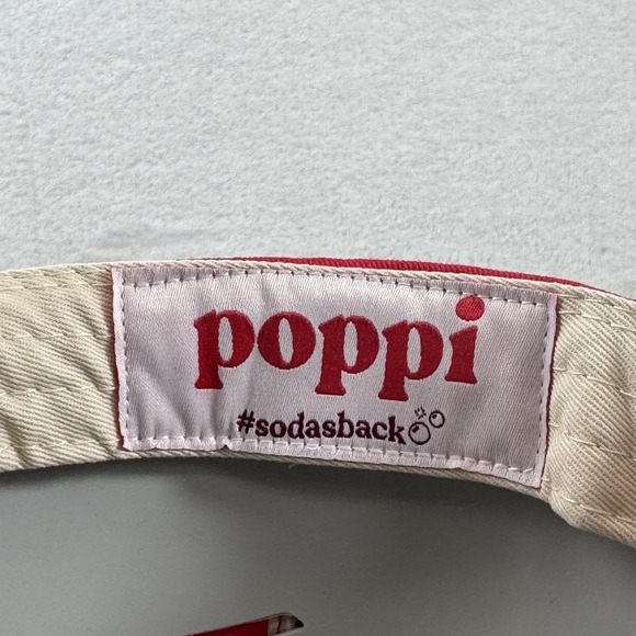 Poppi Hat Cap Snap Back Red Cream Embroidered Logo Soda Serving Taste Promo Mens - Picture 8 of 9